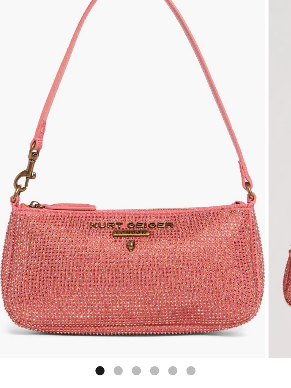 Kurt Geiger Coral orange/pink Crystal Mini Shoulder Bag, new.